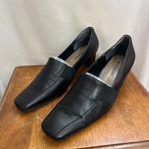 Naturalizer Womens Black Kitten Heel Comfort Pumps Cap Toe Elastic Career Office